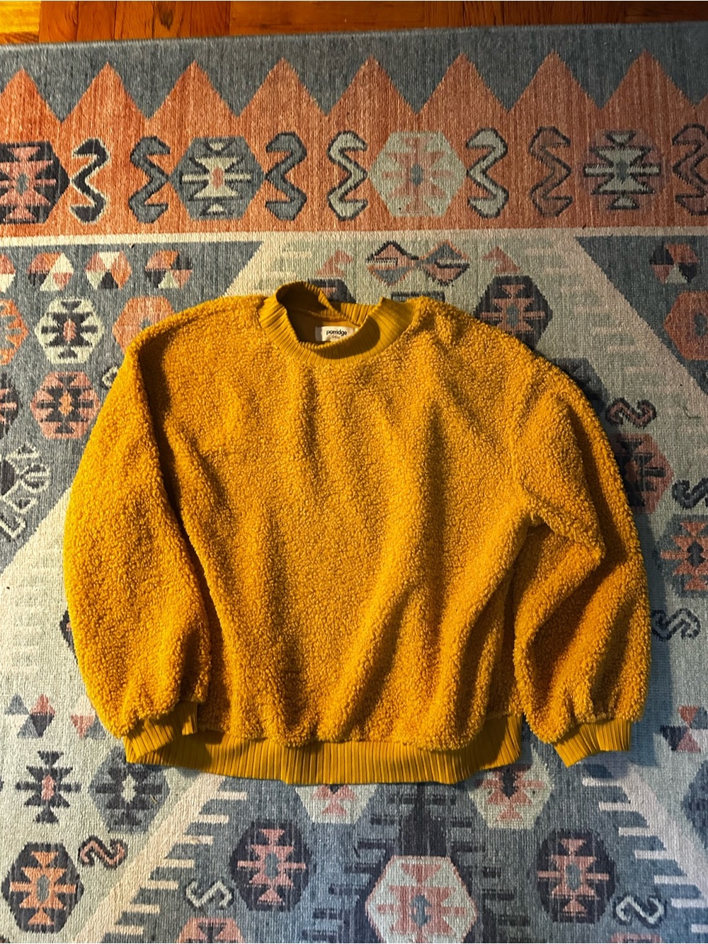 Anthropologie Mustard Sherpa Crewneck Pullover